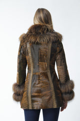 exklusive Damen Lammfelljacke halblang mit Gürtel