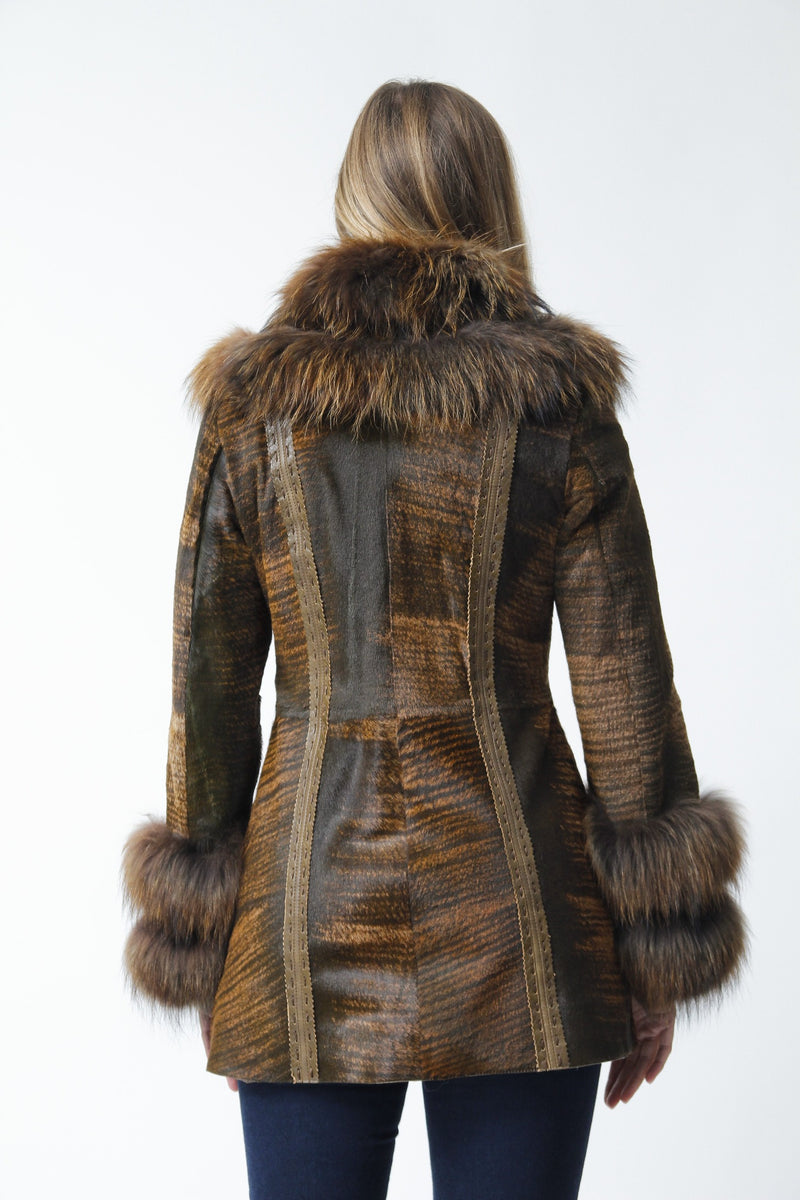 exklusive Damen Lammfelljacke halblang mit Gürtel