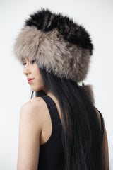 Schicke Winter Pelz Mütze aus Blaufuchs zweifarbig mit Stretch