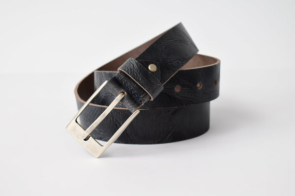 Sportlicher Herren Leder Gürtel Büffelleder  dunkel Blau Casual Denim Look