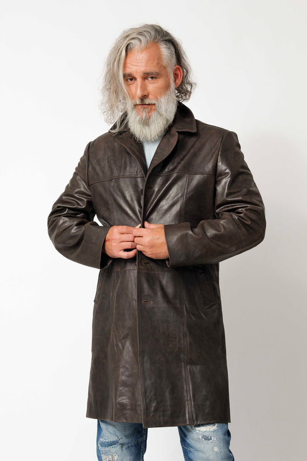 Herren Kurzmantel aus Lammnappa in Braun Vintage antik zum knöpfen 