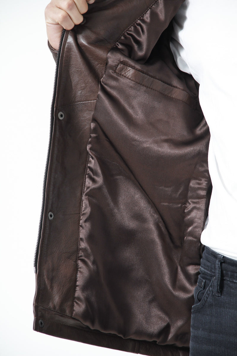 Leichte Halblange Herren Lederjacke aus Lammnappa in Braun vintage look