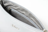Klassische Damen-Leder-Schultertasche in Perla aus Rindnappa