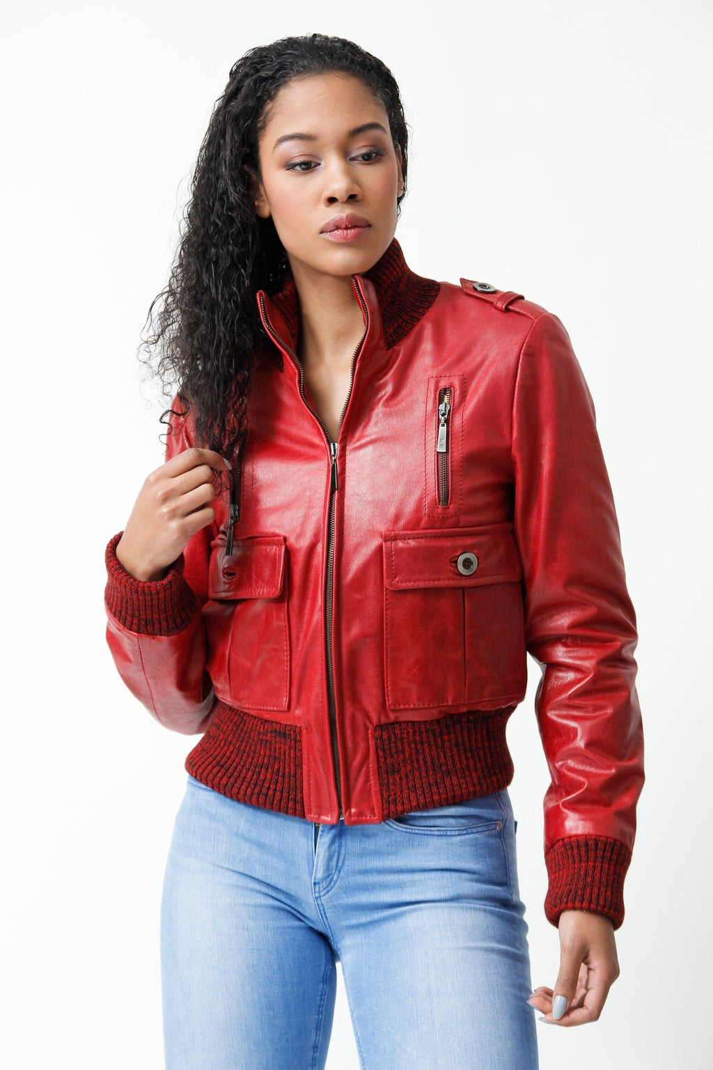 Leder Jacke Lederjacke Rot Only Jacket Lederjacke Mit Kapuze Damen