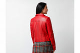 Kurze echte Damen Lederjacke aus echtem softigen weichem Lammnappa in rot