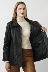 Damenlederjacke Nadja in der Farbe schwarz aus Lammnappa