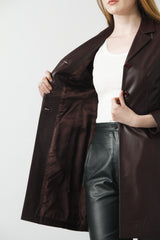 Damen Geh-Rock Mantel aus Lammnappa in der Farbe Bordo