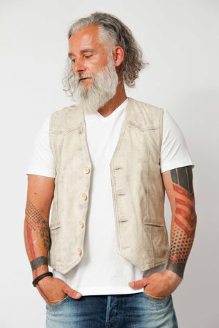 Leichte Herren Style Lederweste aus Lammnappa im Vintage Look