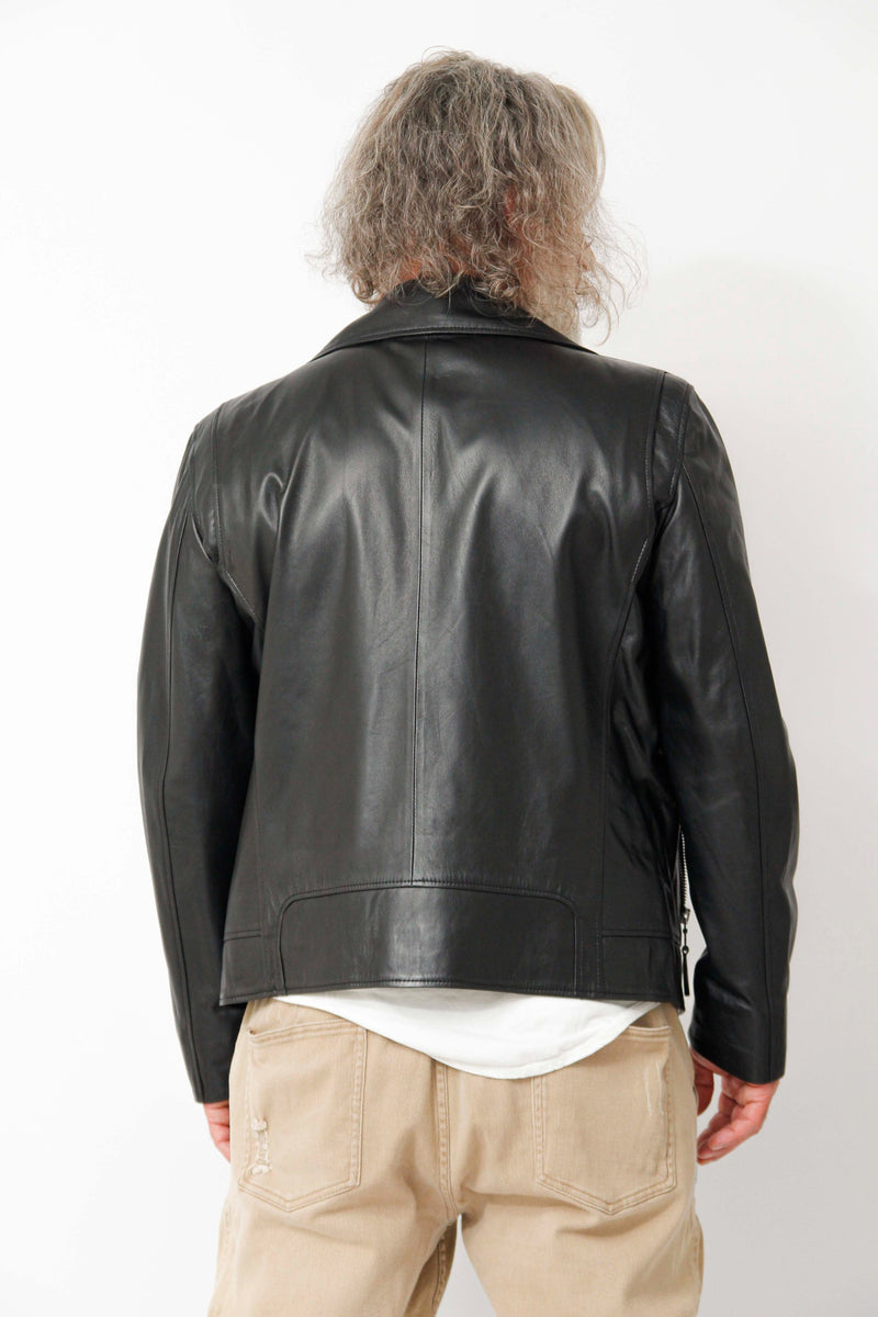 Kurze Herren Bikerstyle Lammnappalederjacke schwarz feinste Qualität mit Asymmetrischen Reißverschluss