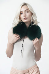 Kleiner Damen Blaufuchs Kragen in dunkel grün - Leder Schmidt Online