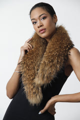Brauner Damen Finnraccoon Pelzkragen in Lang, Leder Schmidt Online 