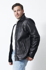 halblange Lederjacke in Lammnappa schwarz für Herren von Leder Schmidt 