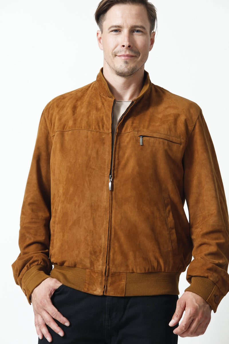 Herren Ziegenvelour Blouson Rauleder in Cognac-Leder Schmidt Online
