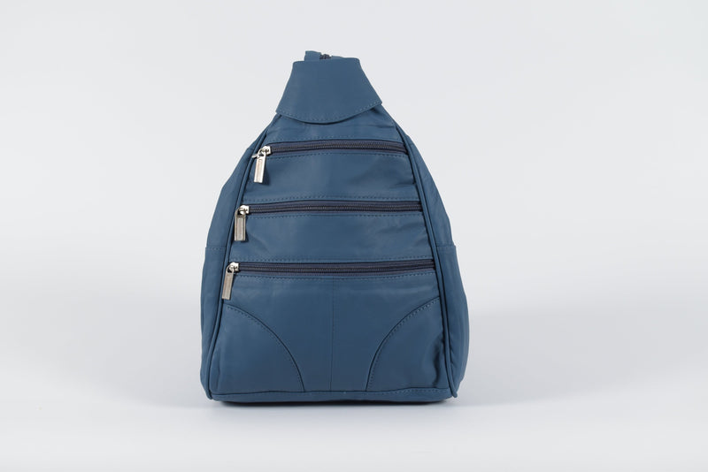 Damen Leder Rucksäcke aus Lammnappa in Blau 340 Gramm