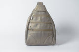 Damen Leder Rucksäcke aus Lammnappa in Metallic Grau 340 Gramm